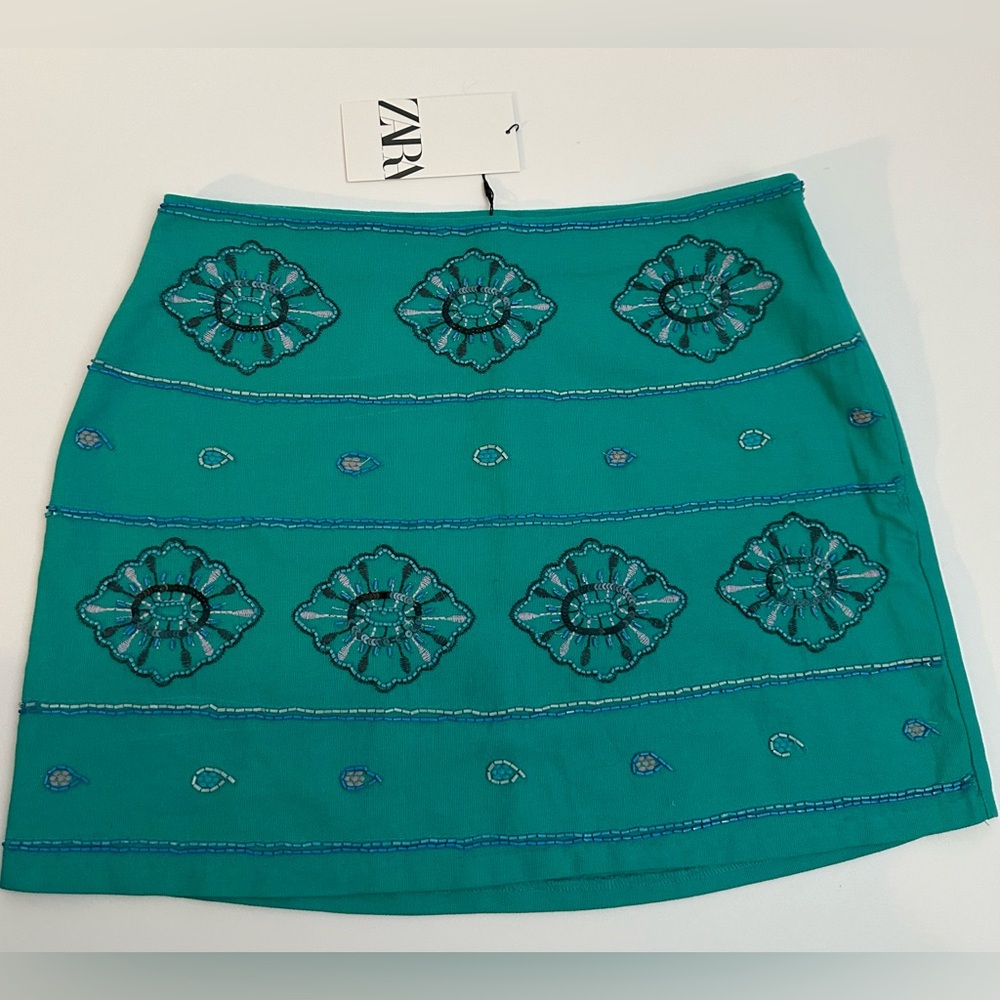 Zara Turquoise Beaded Skirt | Medium | New with tags